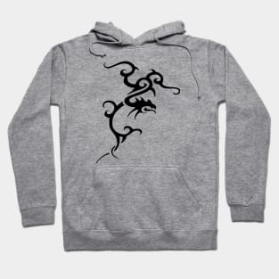 Minimalistic Japanese Tribal Style Dragon In Black Hoodie